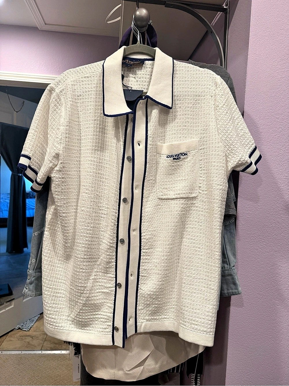 Louis Vuitton uniform. Men’s Cotton Polo Shirt Cream & Blue Small NWT